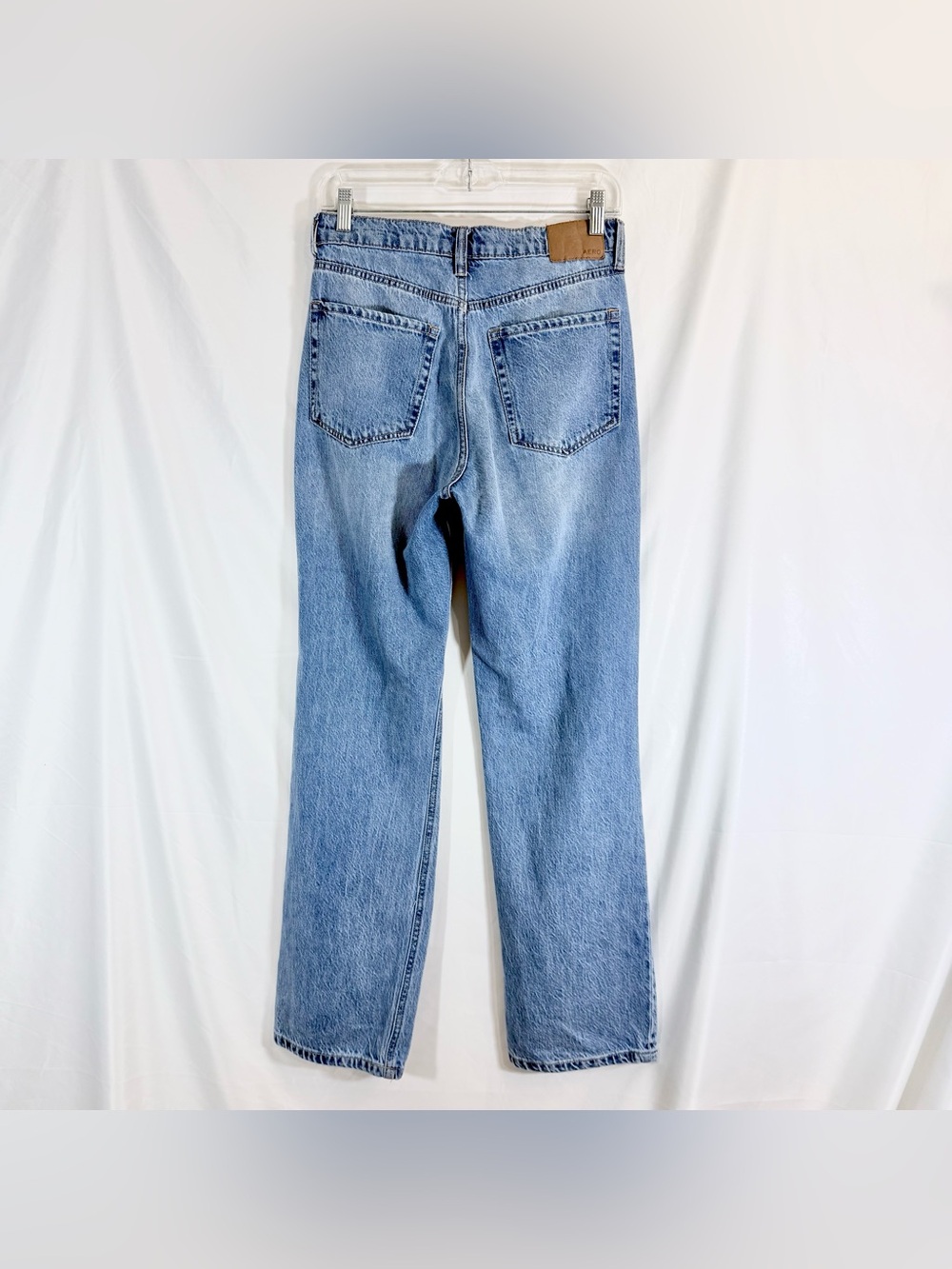 Aeropostale 90's Baggy High Rise Button Fly Straight Leg Jeans W/ Destruction - Picture 6 of 12